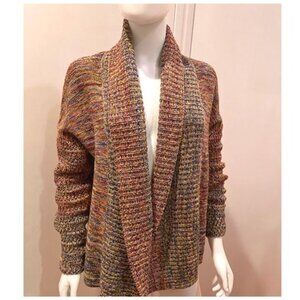 GAP Open-Front "rag" textured cotton cardigan, multicolor, M